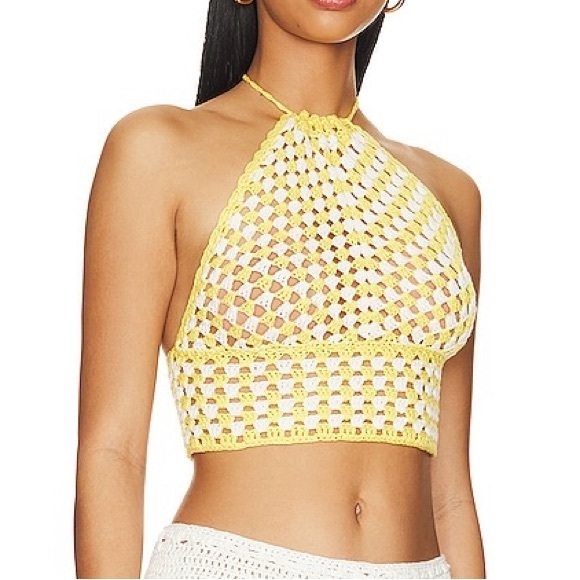 MORE TO COME || Kari Halter Top in Yellow Multi - SZ Small ⭐️NWT⭐️ - Picture 1 of 10